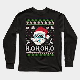 Funny Ugly Christmas Diving H2O H2O H2O Pun Scuba Xmas Long Sleeve T-Shirt